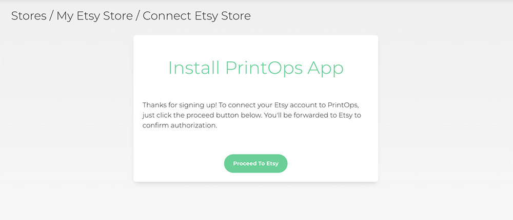 Proceed to Etsy OAuth
